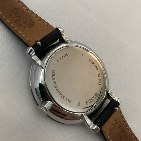 Fossil Silver Jacqueline Watch w/Black and Brown Straps - Picture 7 of 12